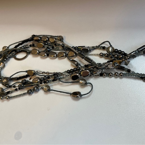 Silpada Hematite Sterling Silver Triple-Strand Dewdrops Long Necklace 38” - Picture 7 of 7